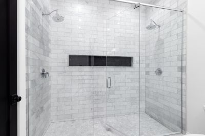 Corner Shower with Glass Walls